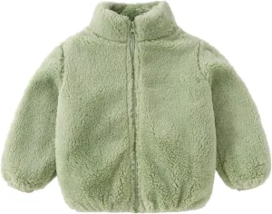 DDAPJ pyju Baby Girls Boys Sherpa Jacket Winter Fleece Coat Toddler Kids Faux Fur Warm Outwear Solid Zip Up Fuzzy Sweatshirt