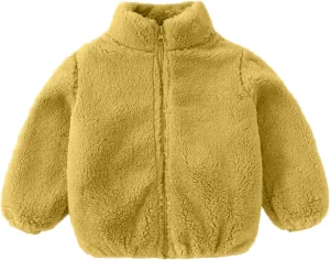 DDAPJ pyju Baby Girls Boys Sherpa Jacket Winter Fleece Coat Toddler Kids Faux Fur Warm Outwear Solid Zip Up Fuzzy Sweatshirt