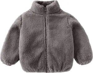 DDAPJ pyju Baby Girls Boys Sherpa Jacket Winter Fleece Coat Toddler Kids Faux Fur Warm Outwear Solid Zip Up Fuzzy Sweatshirt