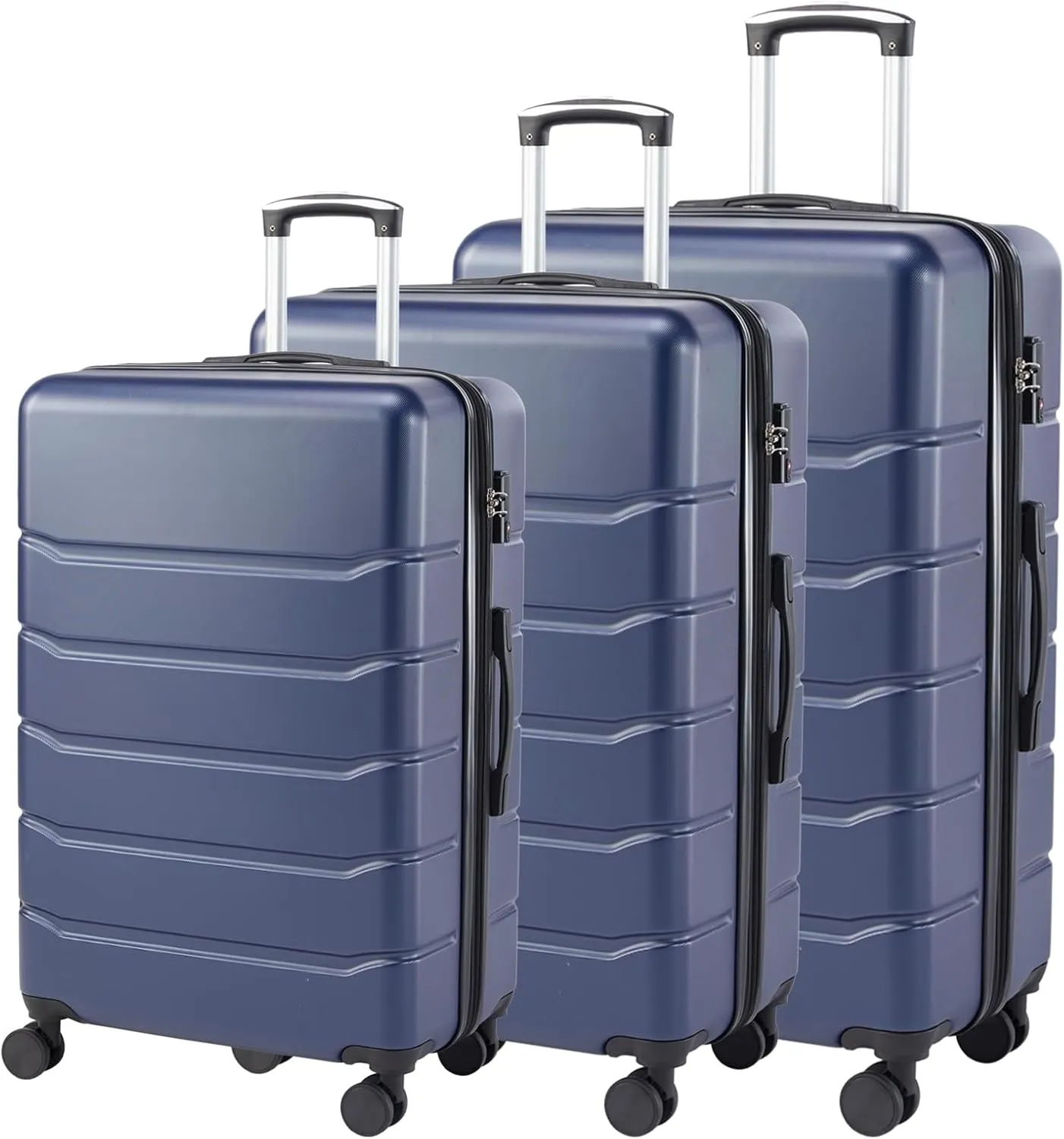 Expandable 3-Piece Hardshell Luggage Set - Travel Luggage Set Suitcases Set with Rotating Wheels, TSA Lock - Carry On Suitcase Set 20''24''28'' - 3-Pack (Blue)
