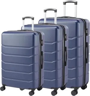 Expandable 3-Piece Hardshell Luggage Set - Travel Luggage Set Suitcases Set with Rotating Wheels, TSA Lock - Carry On Suitcase Set 20''24''28'' - 3-Pack (Blue)