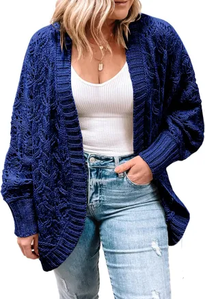 Eytino Womens Plus Size Crochet Cardigan Sweater Long Sleeve Hollow Out Open Front Cardigans Outwear(1X-5X)