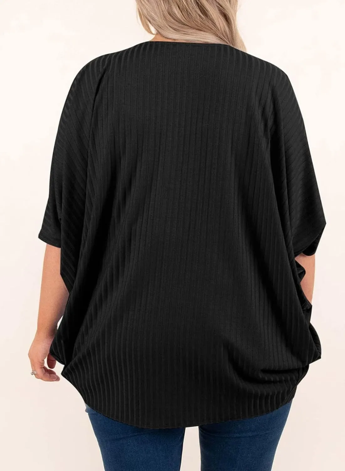Eytino Womens Plus Size Summer Cardigan Casual Half Sleeve Ruched Open Front Cardigans Tops(1X-5X)