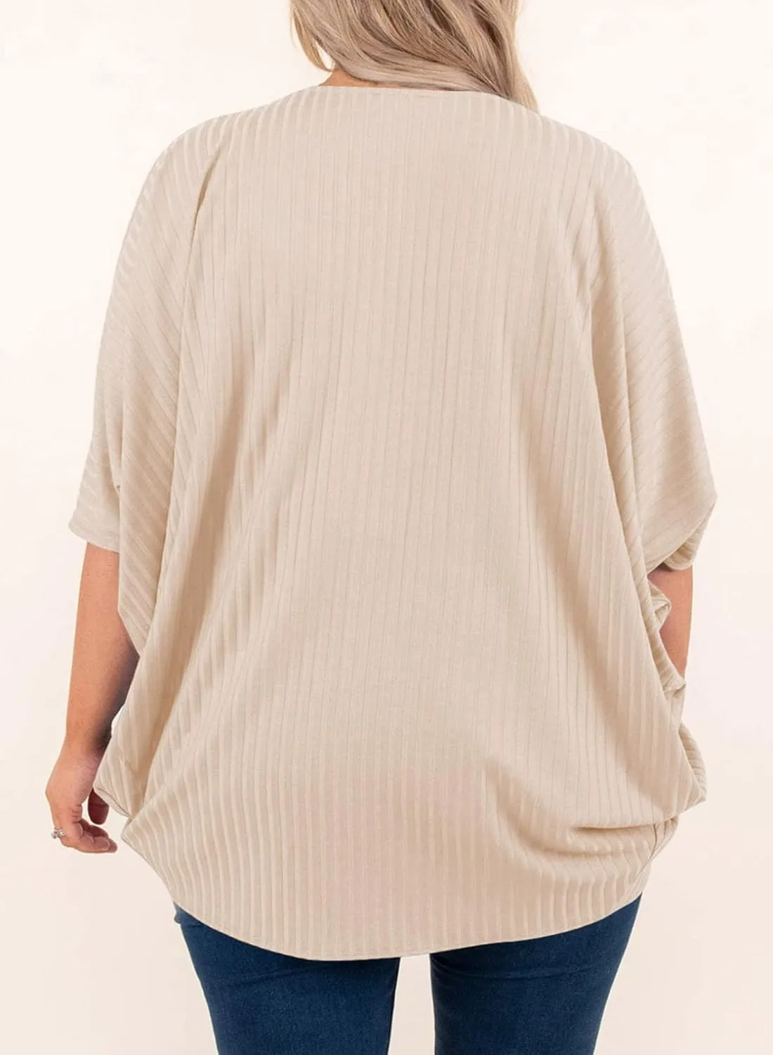 Eytino Womens Plus Size Summer Cardigan Casual Half Sleeve Ruched Open Front Cardigans Tops(1X-5X)