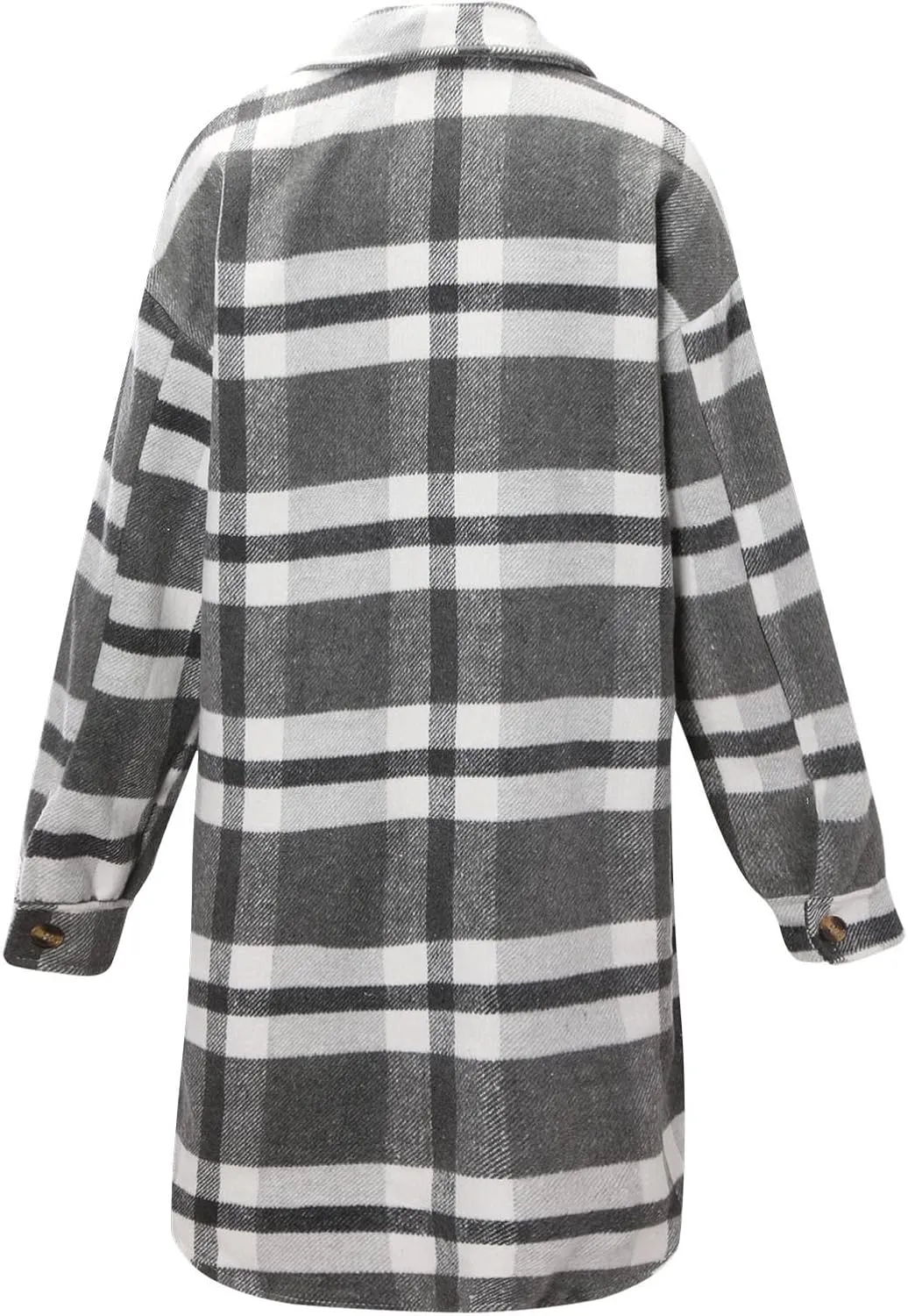 Flannel Shirts for Women Quilted Lined Shacket Jacket Fall Winter Tartan Trench Coat Tartan Long Jacket Coats