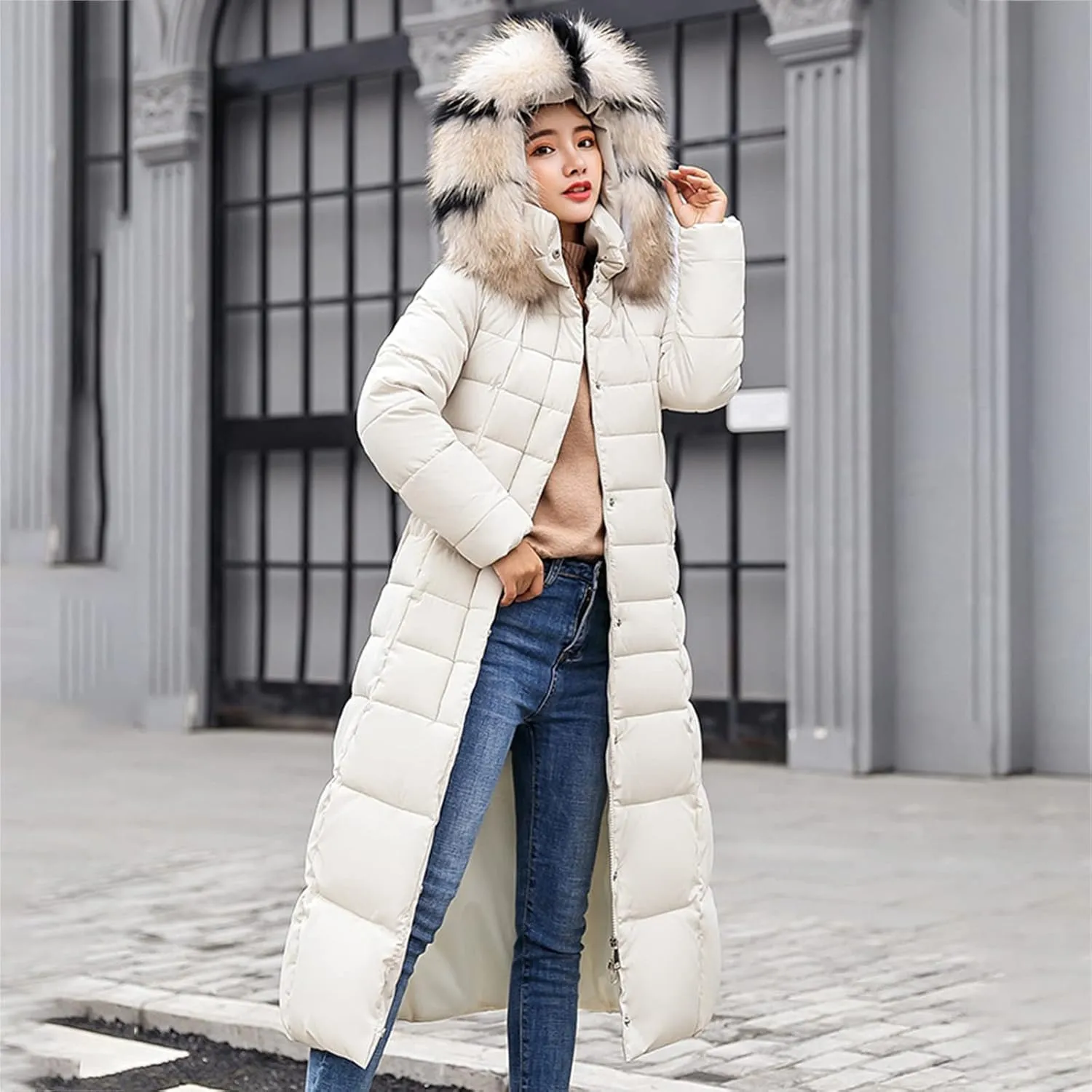 Fleece Lined Parka Coat Coat Lapel Collar Long Sleeve Jacket Vintage Thicken Coat Jacket Womens Winter Quilted