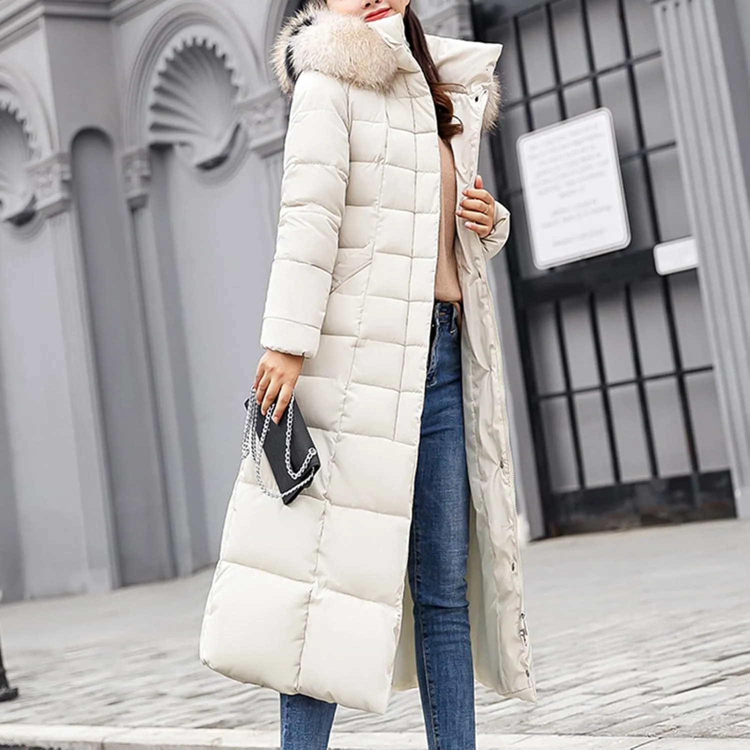 Fleece Lined Parka Coat Coat Lapel Collar Long Sleeve Jacket Vintage Thicken Coat Jacket Womens Winter Quilted