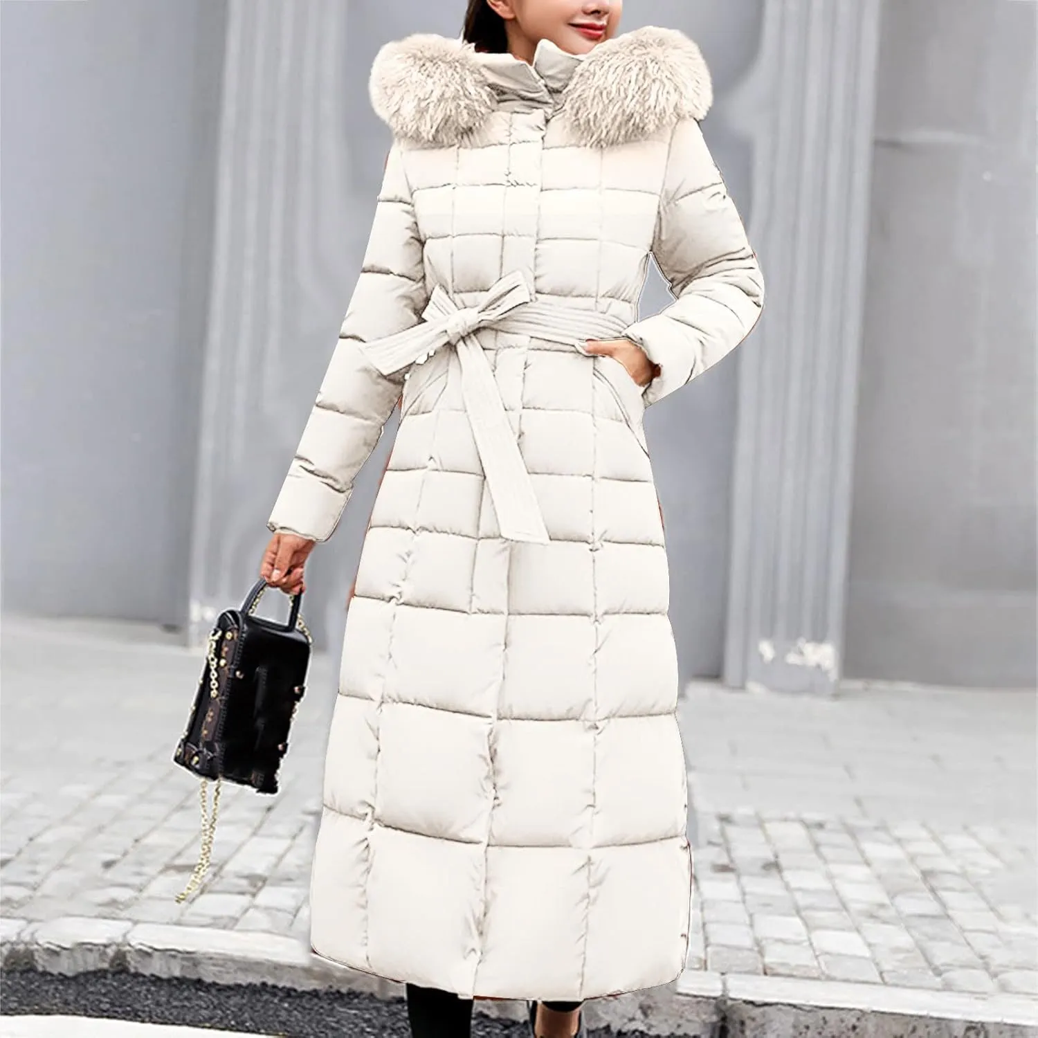 Fleece Lined Parka Coat Coat Lapel Collar Long Sleeve Jacket Vintage Thicken Coat Jacket Womens Winter Quilted