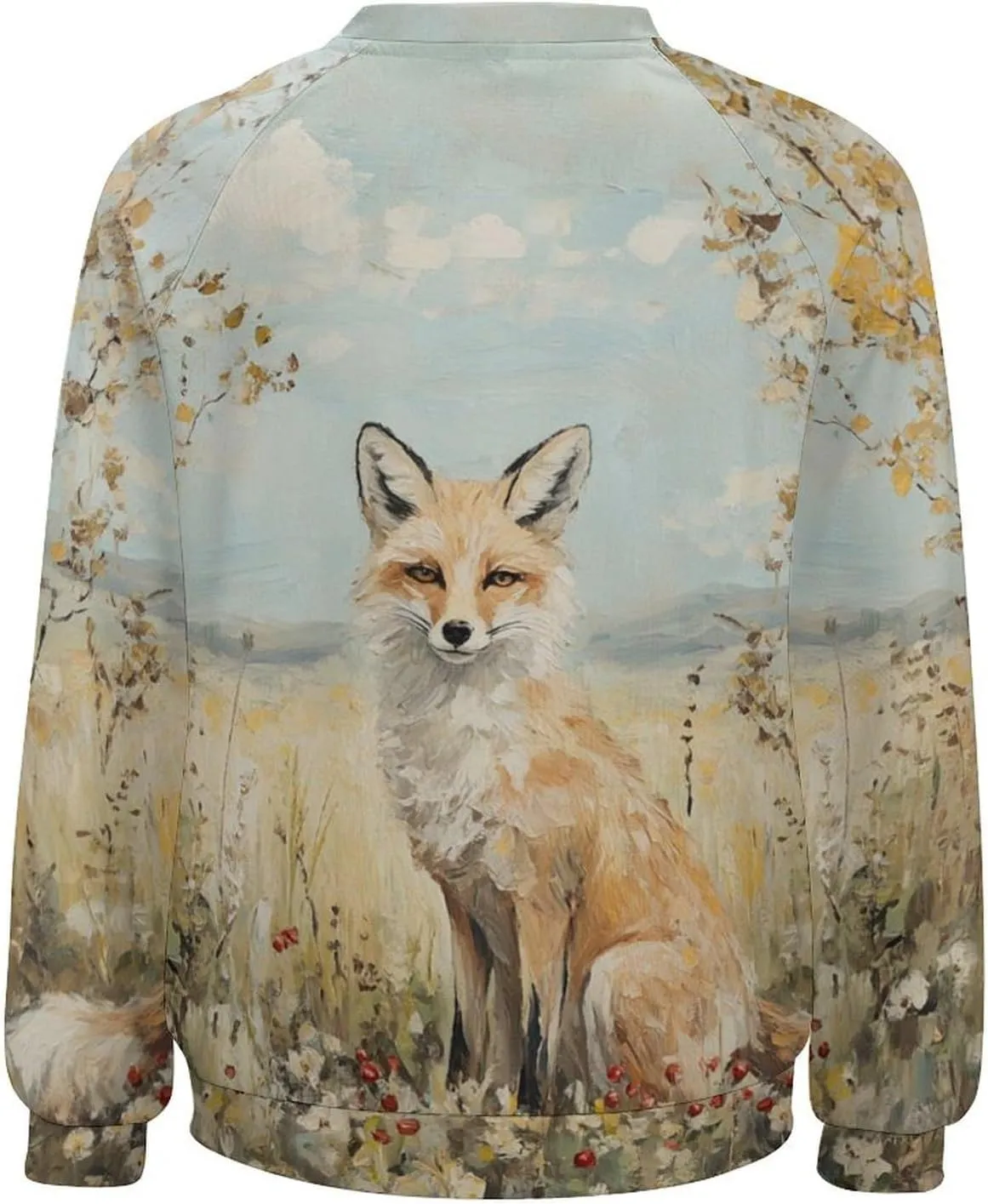 Fox Sweater Women Pullover Oversized Crewneck Long Sleeve Fall Warm Casual Lounge Outdoor Holiday Sweatshirt