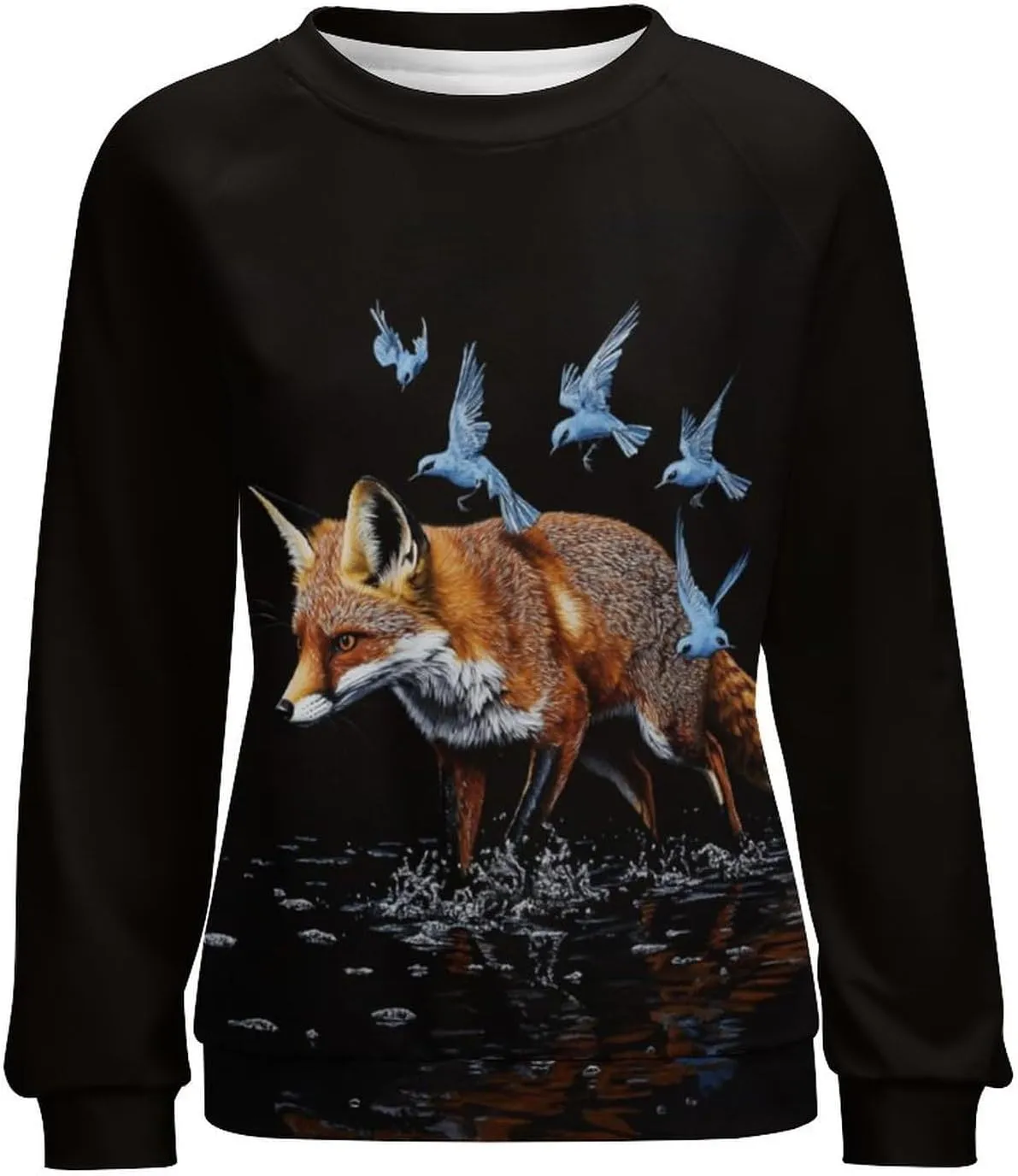 Fox Sweater Women Pullover Oversized Crewneck Long Sleeve Fall Warm Casual Lounge Outdoor Holiday Sweatshirt
