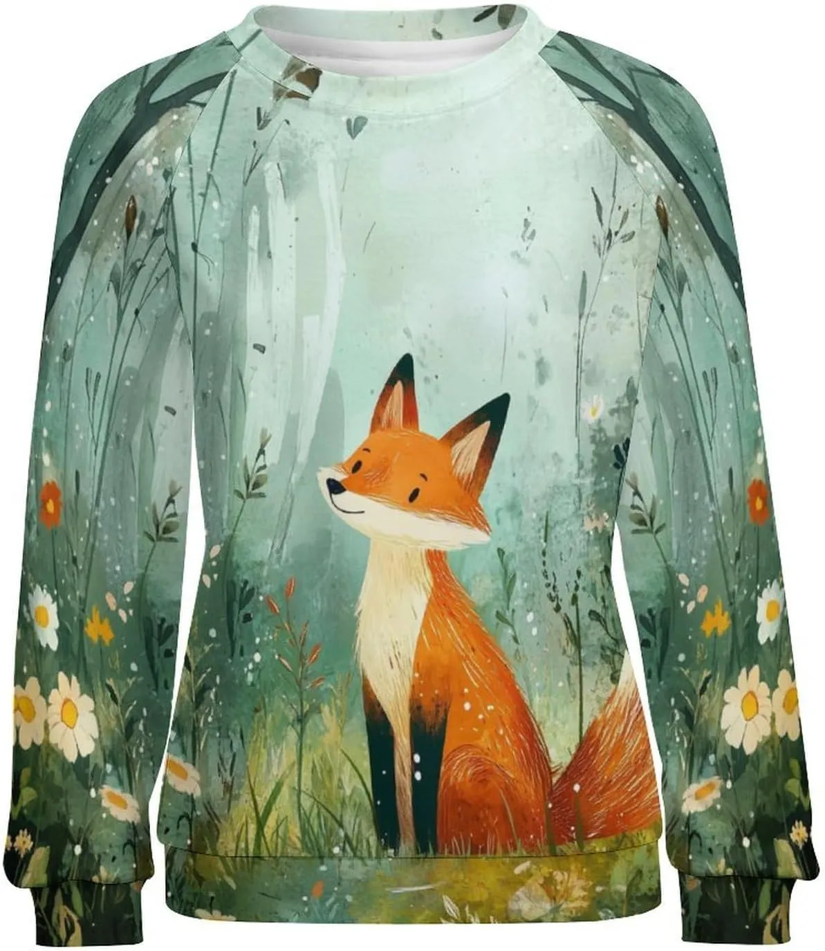 Fox Sweater Women Pullover Oversized Crewneck Long Sleeve Fall Warm Casual Lounge Outdoor Holiday Sweatshirt