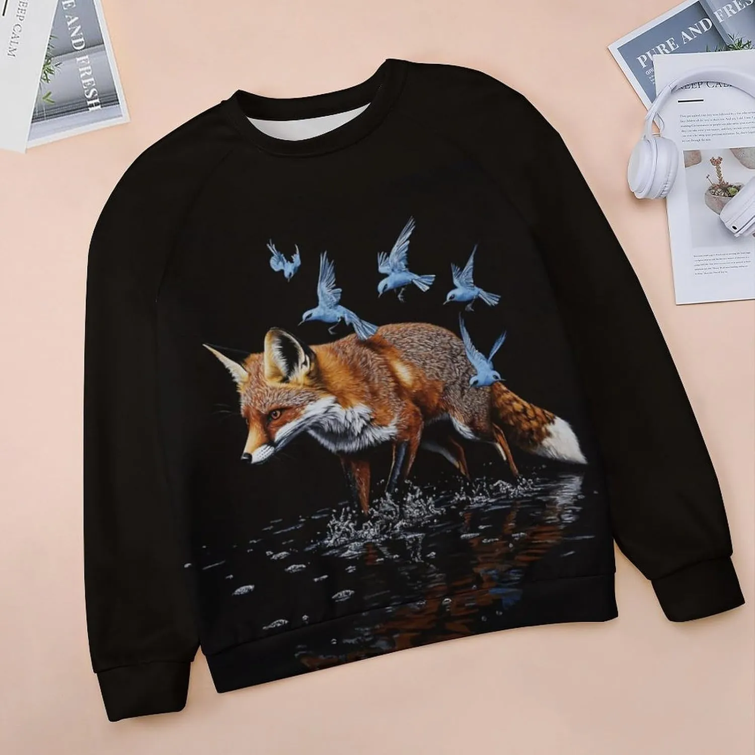 Fox Sweater Women Pullover Oversized Crewneck Long Sleeve Fall Warm Casual Lounge Outdoor Holiday Sweatshirt