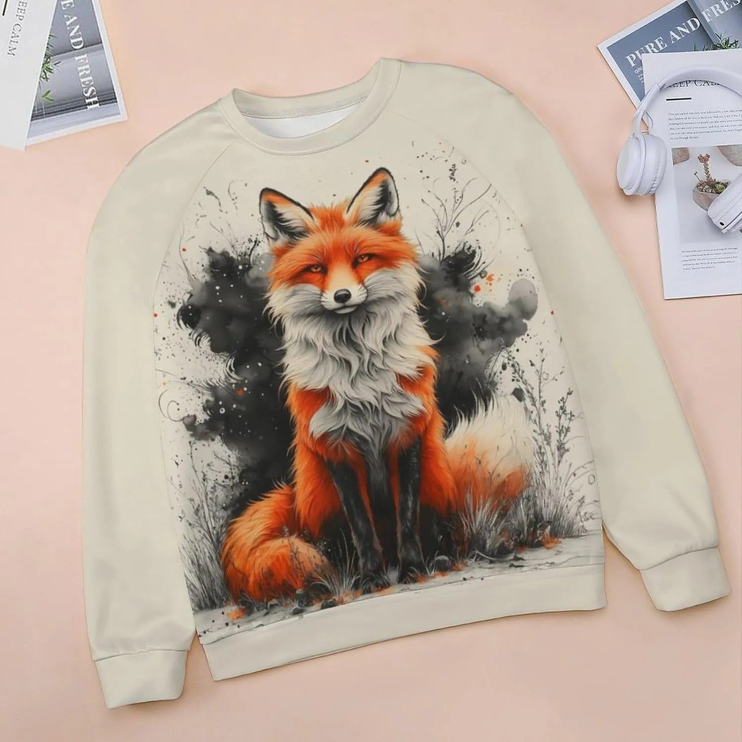 Fox Sweater Women Pullover Oversized Crewneck Long Sleeve Fall Warm Casual Lounge Outdoor Holiday Sweatshirt