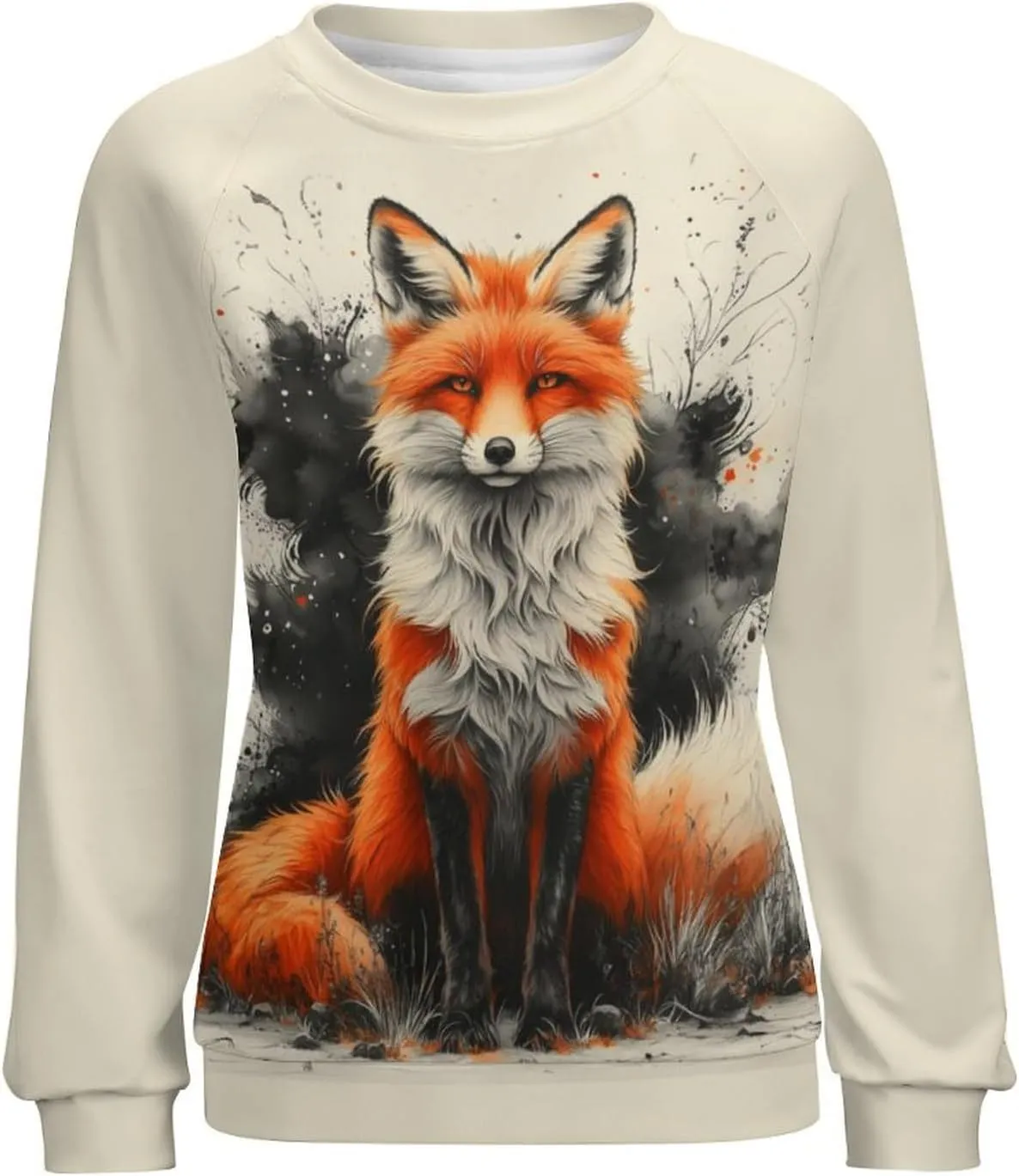 Fox Sweater Women Pullover Oversized Crewneck Long Sleeve Fall Warm Casual Lounge Outdoor Holiday Sweatshirt