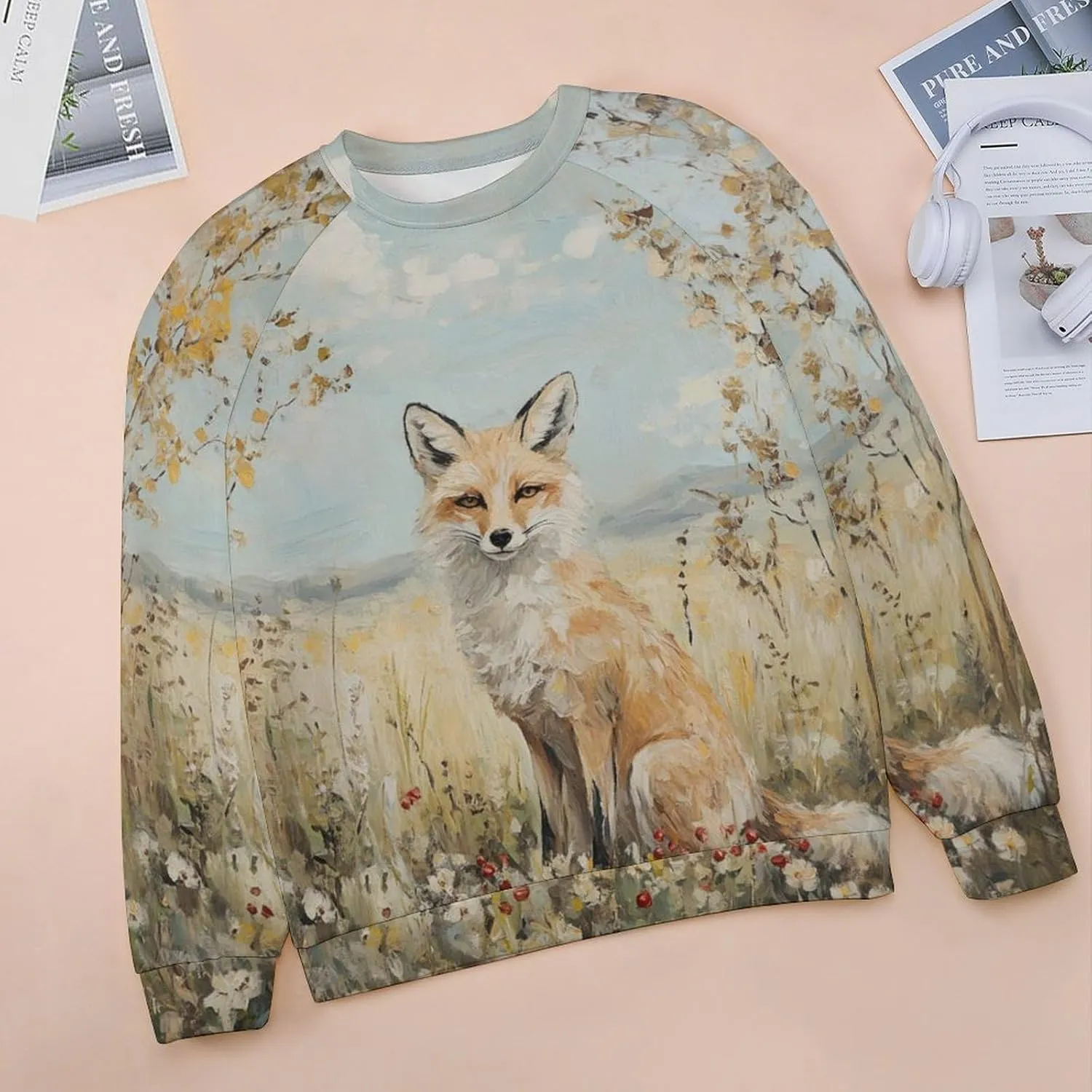 Fox Sweater Women Pullover Oversized Crewneck Long Sleeve Fall Warm Casual Lounge Outdoor Holiday Sweatshirt