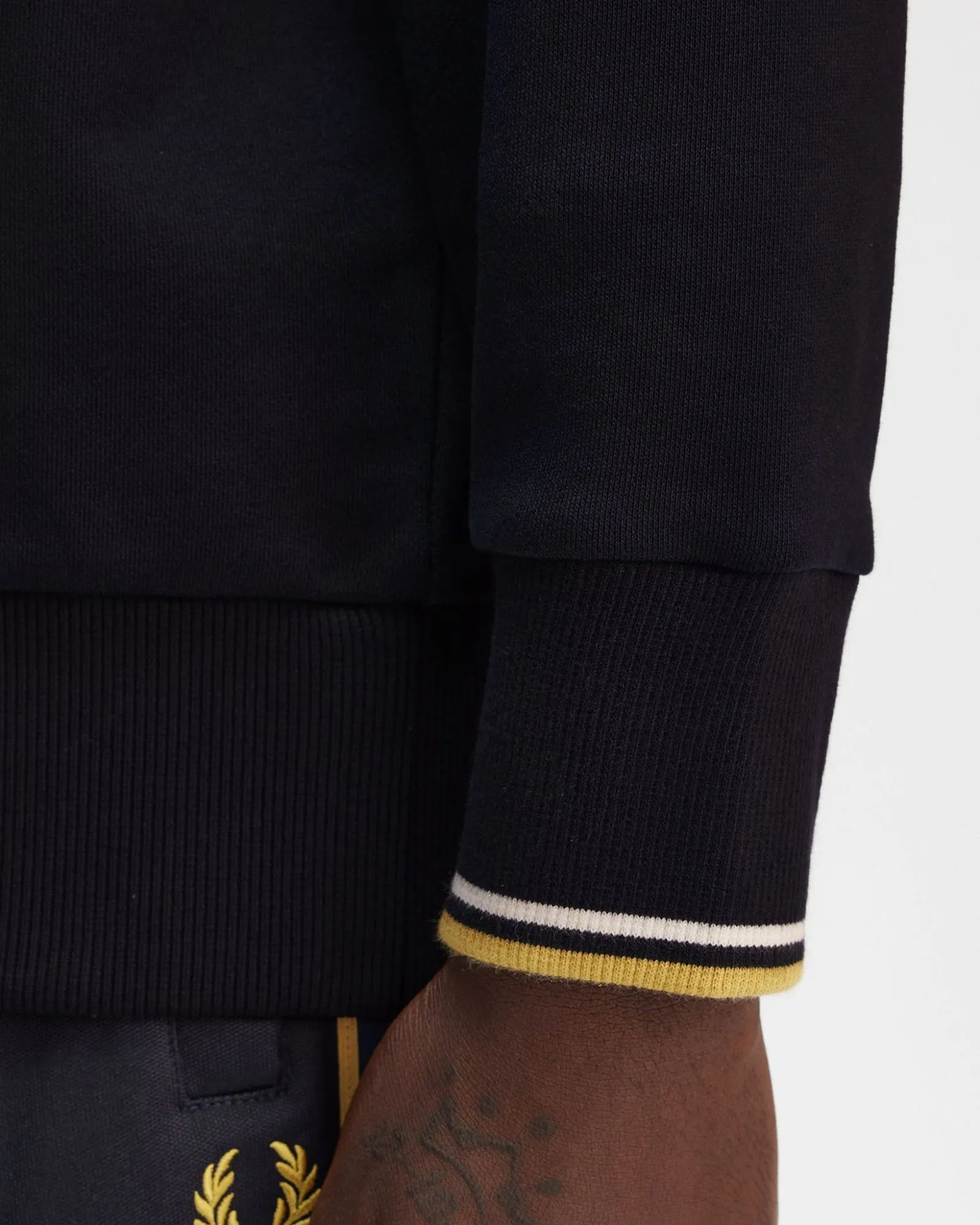 Fred Perry Half Zip Sweatshirt - Navy / Ecru / Honeycomb