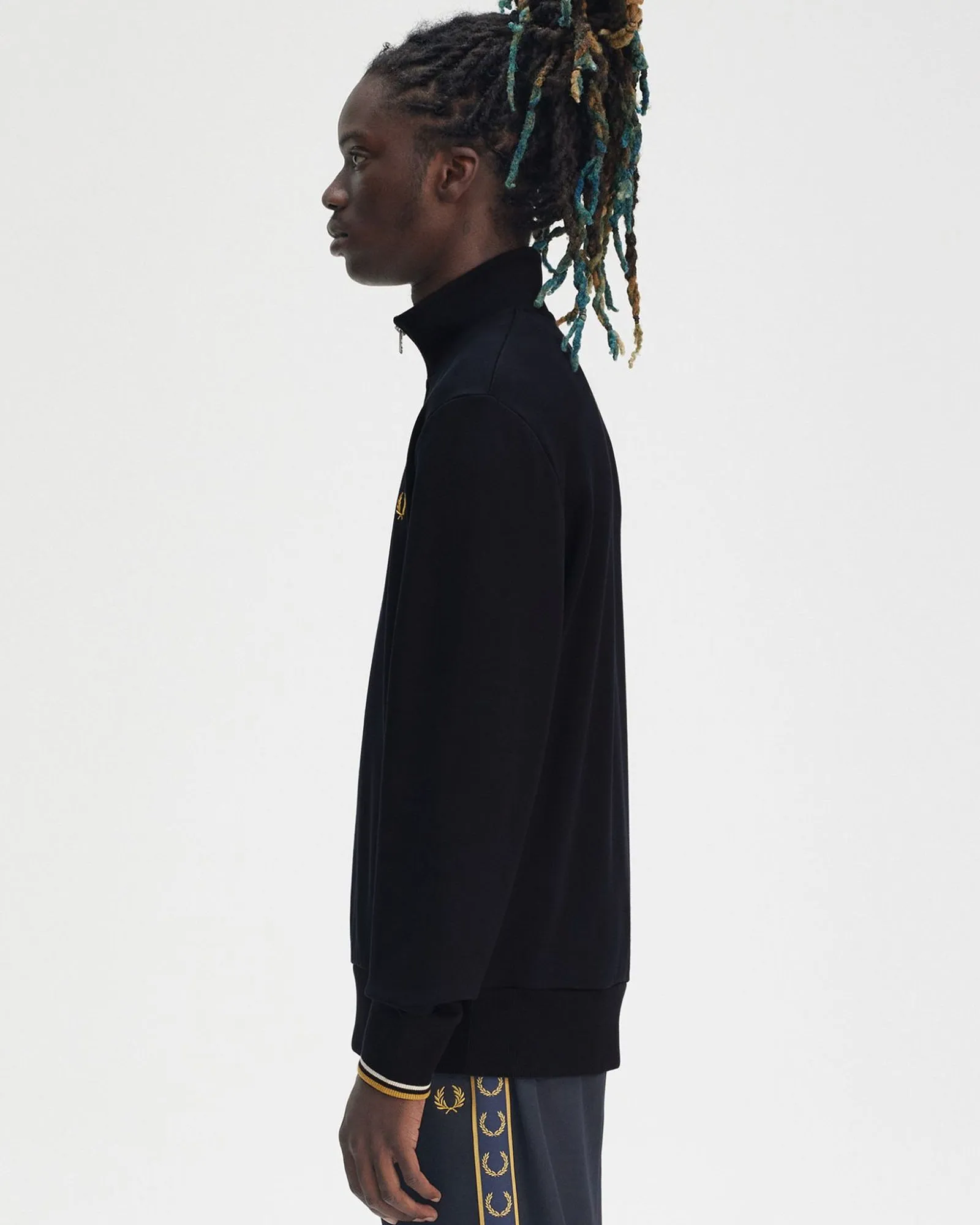 Fred Perry Half Zip Sweatshirt - Navy / Ecru / Honeycomb