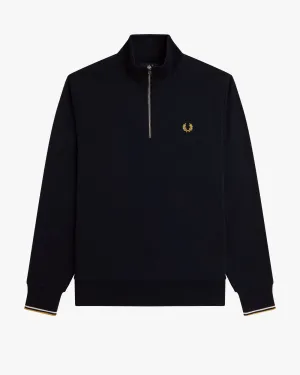 Fred Perry Half Zip Sweatshirt - Navy / Ecru / Honeycomb