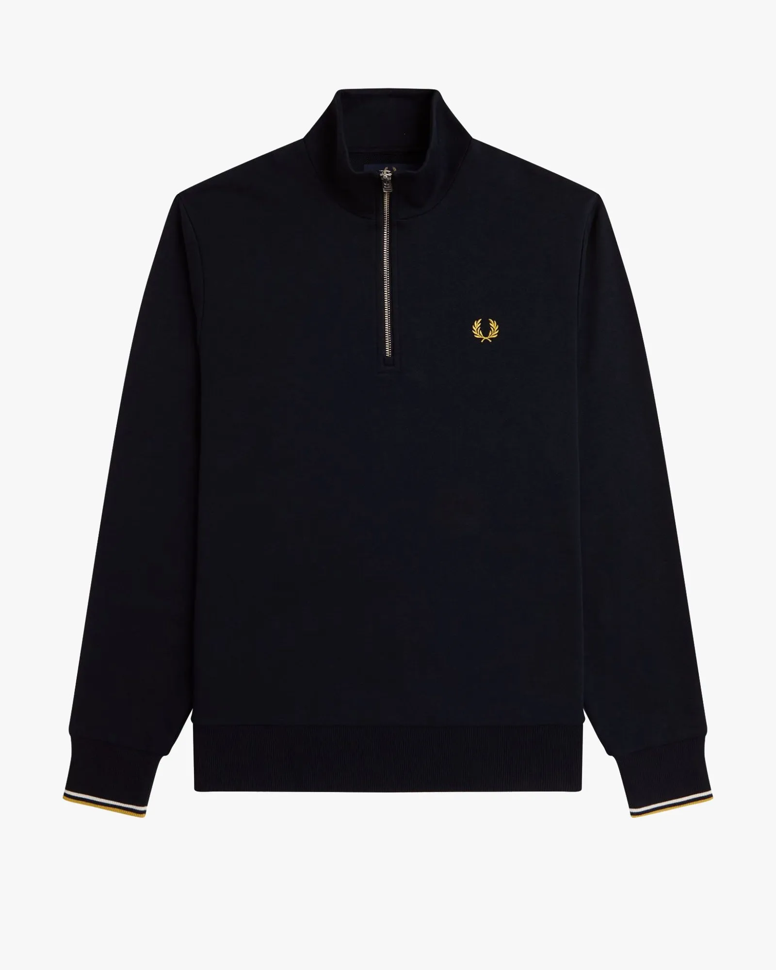 Fred Perry Half Zip Sweatshirt - Navy / Ecru / Honeycomb