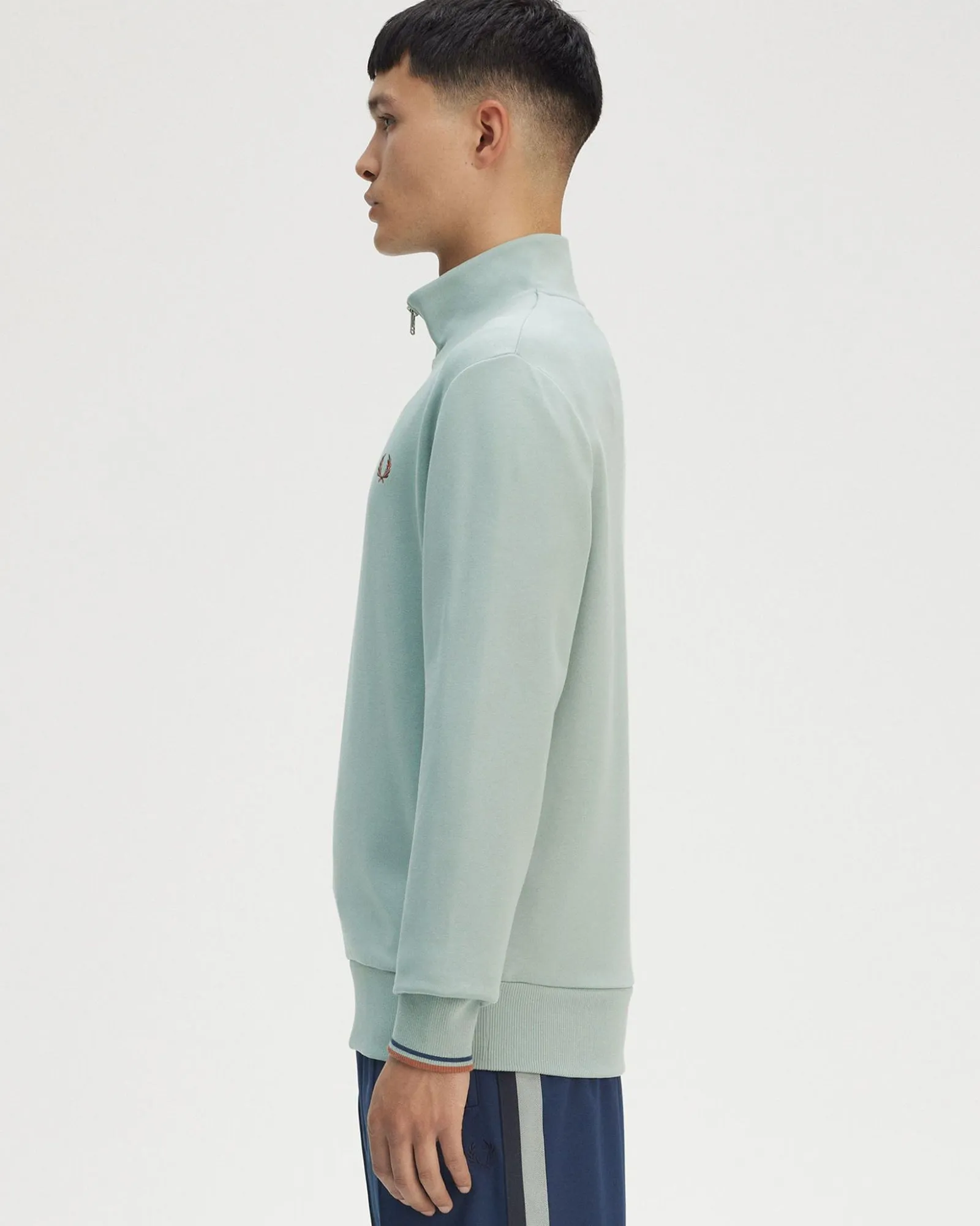 Fred Perry Half Zip Sweatshirt - Silver Blue