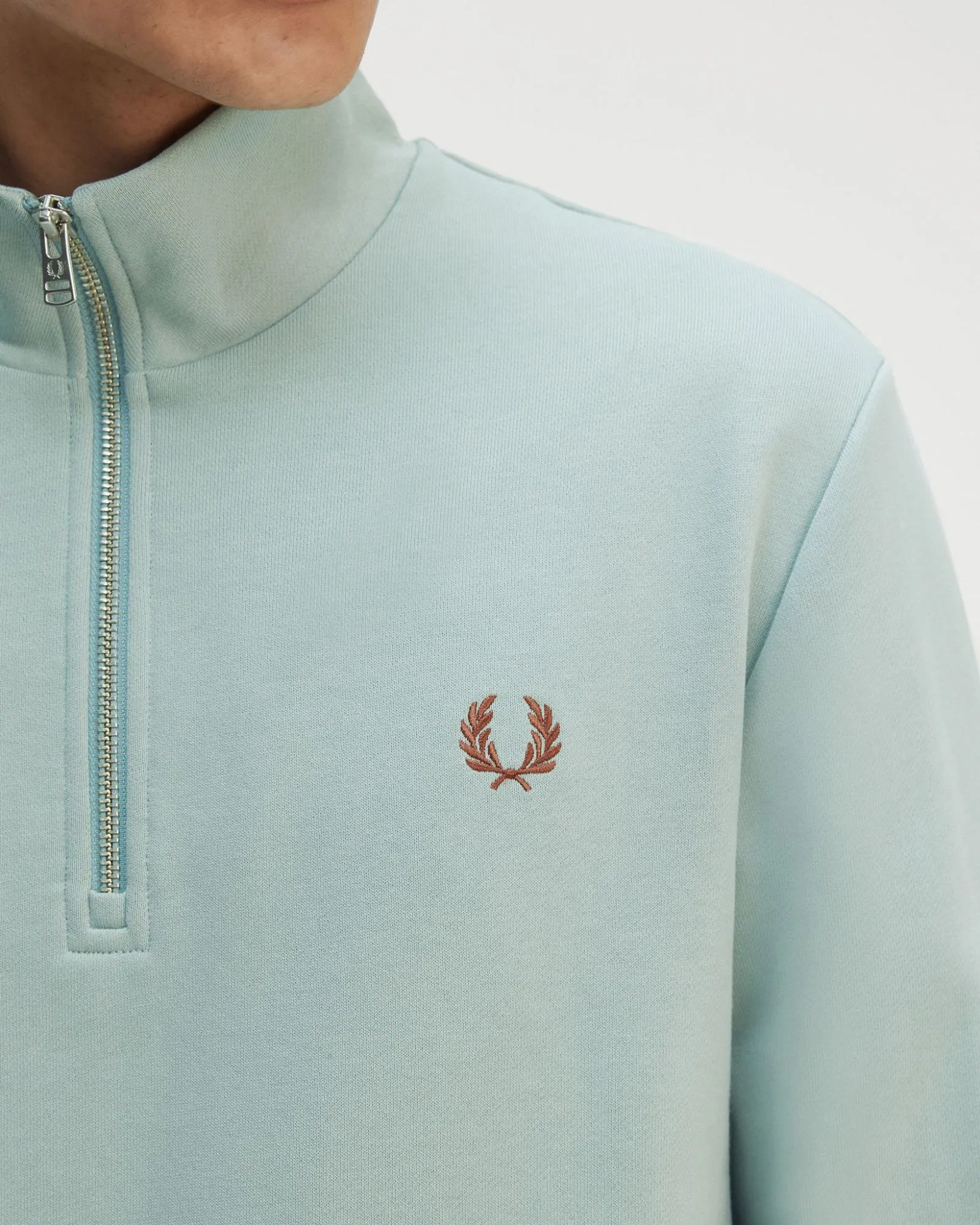 Fred Perry Half Zip Sweatshirt - Silver Blue