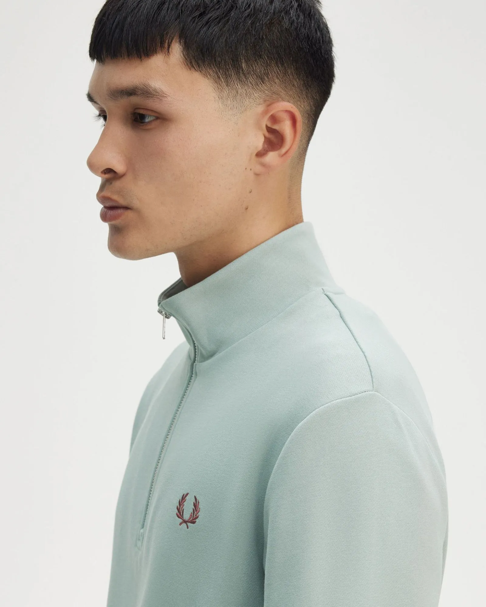 Fred Perry Half Zip Sweatshirt - Silver Blue