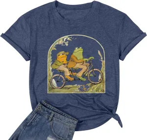 Frog Shirt for Women Classic Book T-Shirt Vintage Graphic Tee Tops Book Lovers Shirt Funny Teacher Shirt