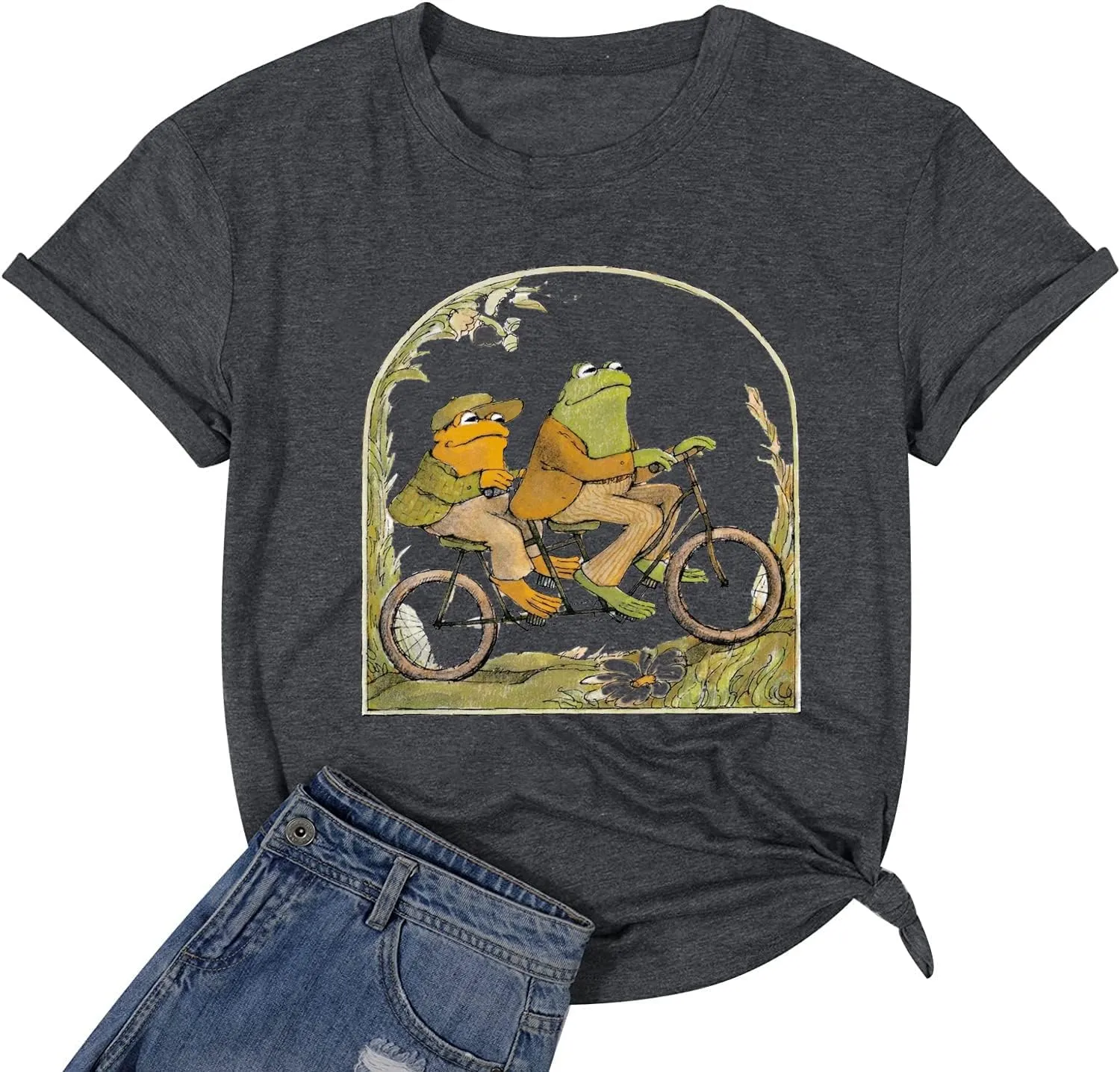 Frog Shirt for Women Classic Book T-Shirt Vintage Graphic Tee Tops Book Lovers Shirt Funny Teacher Shirt