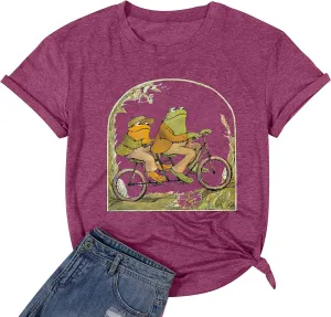 Frog Shirt for Women Classic Book T-Shirt Vintage Graphic Tee Tops Book Lovers Shirt Funny Teacher Shirt
