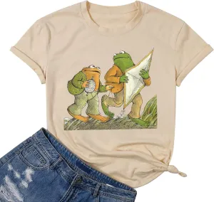 Frog Shirt for Women Classic Book T-Shirt Vintage Graphic Tee Tops Book Lovers Shirt Funny Teacher Shirt