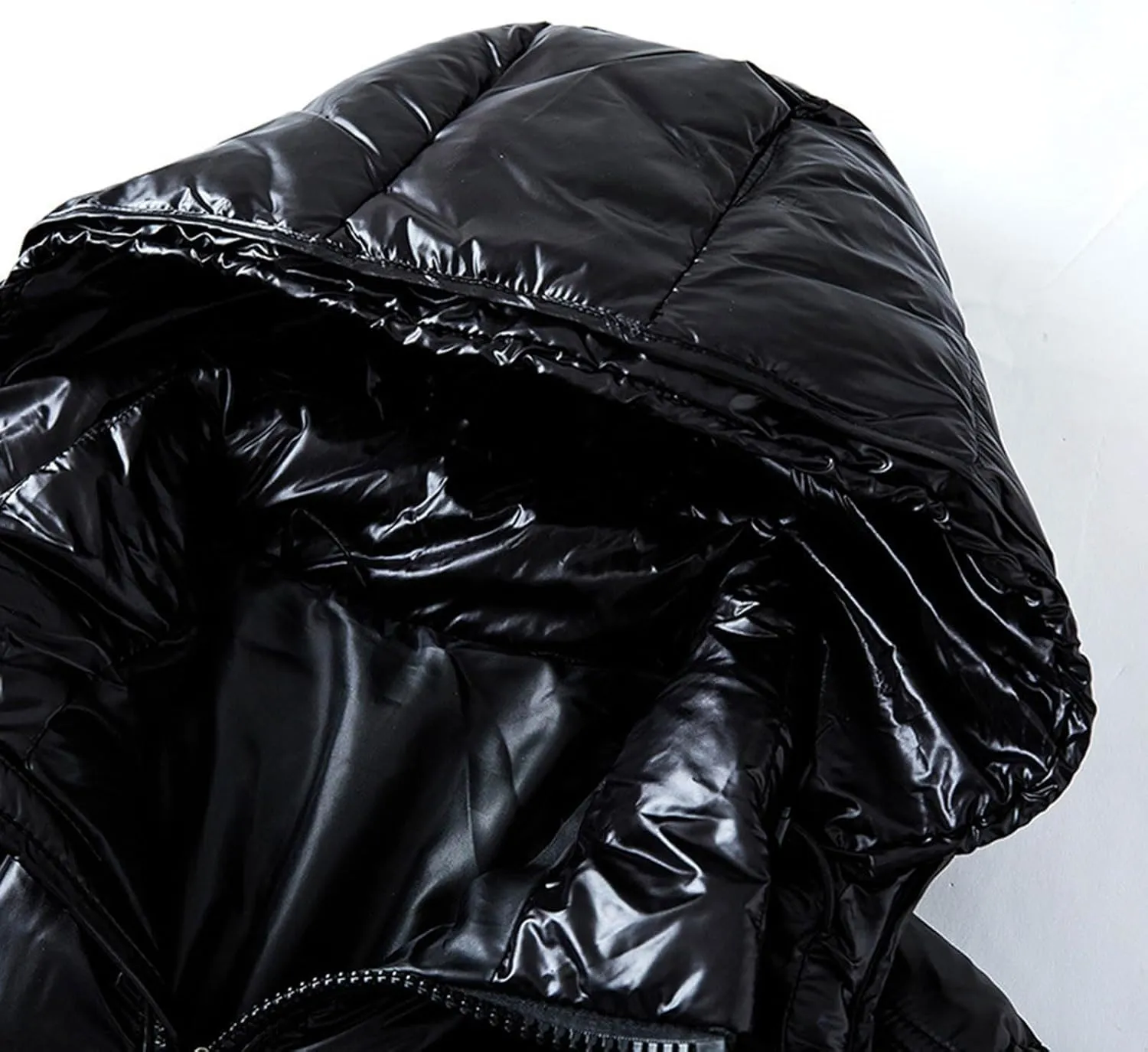 Glossy Puffer Jacket Men Quilted Insulated Jacket Zip up Padded Coat Warm Down Jacket Casual Winter Jacket Outwear