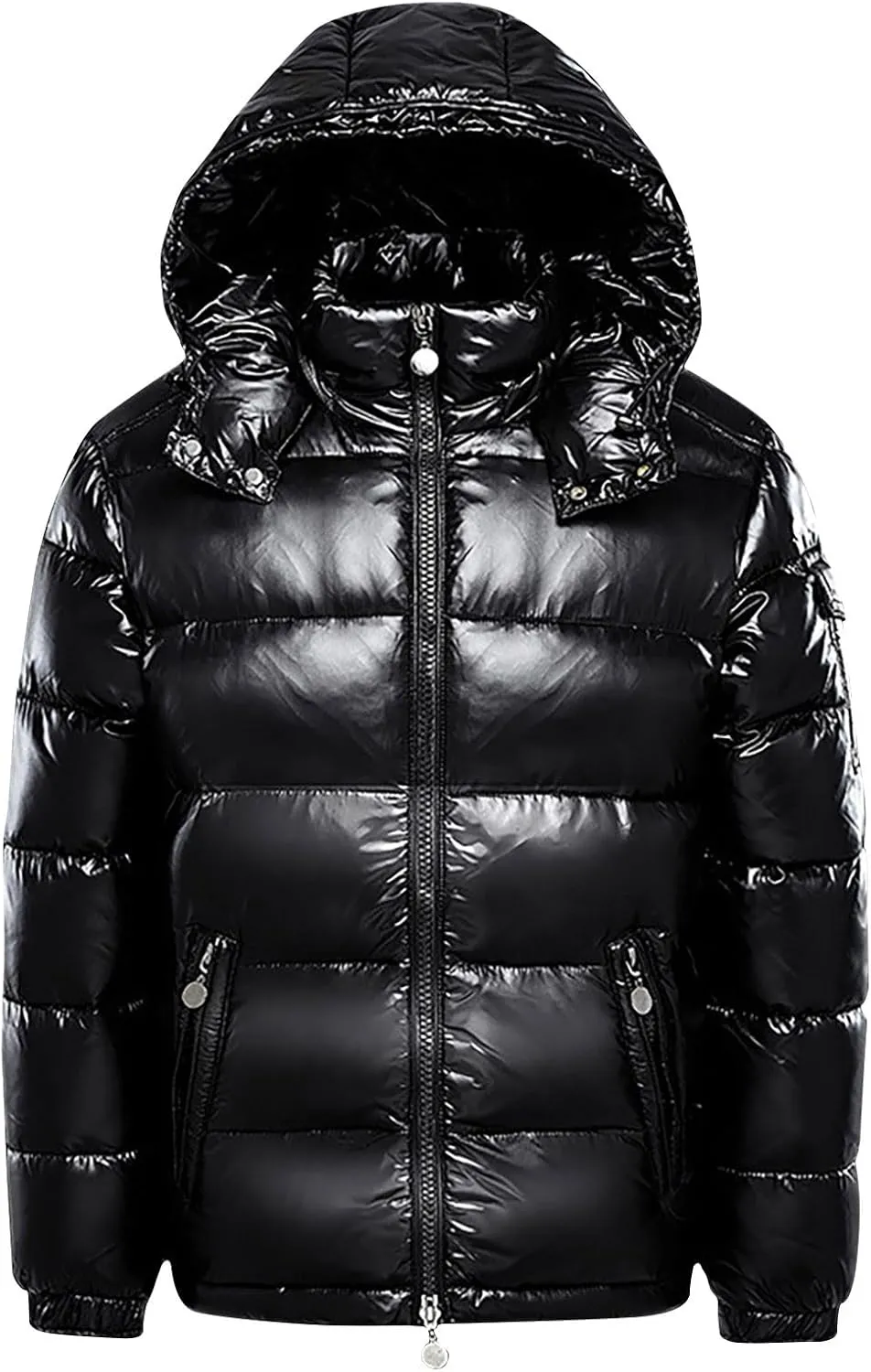 Glossy Puffer Jacket Men Quilted Insulated Jacket Zip up Padded Coat Warm Down Jacket Casual Winter Jacket Outwear