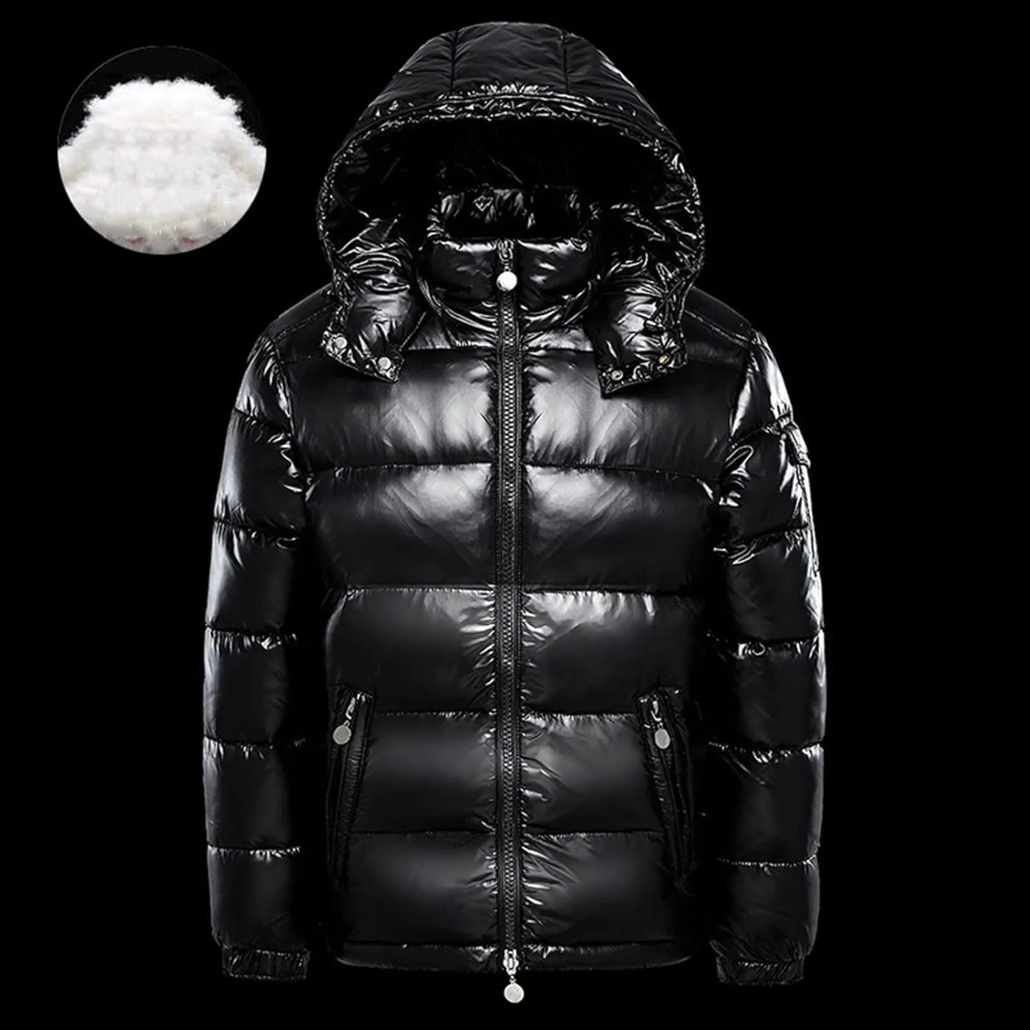 Glossy Puffer Jacket Men Quilted Insulated Jacket Zip up Padded Coat Warm Down Jacket Casual Winter Jacket Outwear
