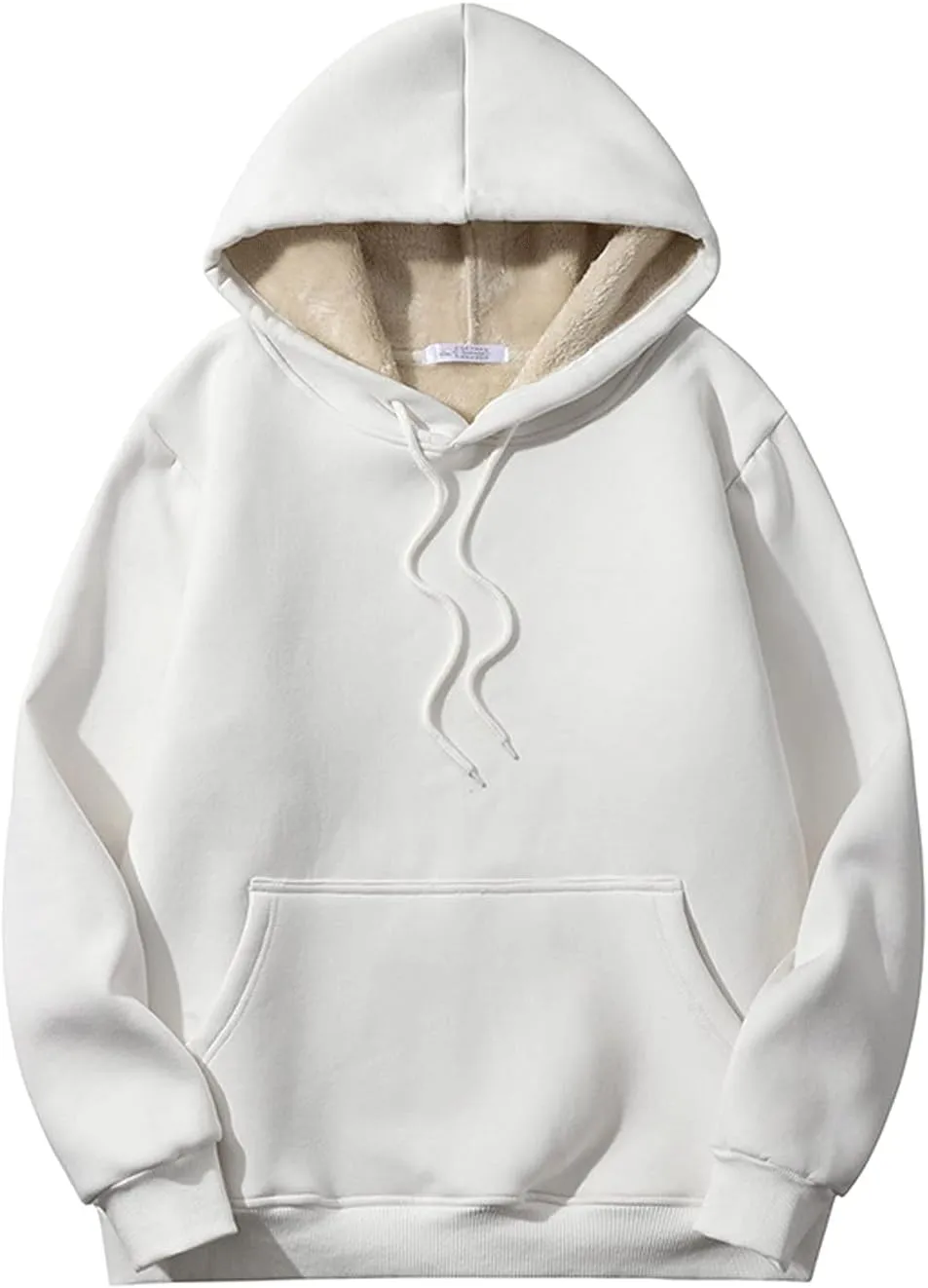 Gnveub Women's Casual Winter Warm Fleece Sherpa Lined Hooded Sweatshirt Thick Pullover Plus with Pockets