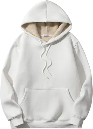 Gnveub Women's Casual Winter Warm Fleece Sherpa Lined Hooded Sweatshirt Thick Pullover Plus with Pockets
