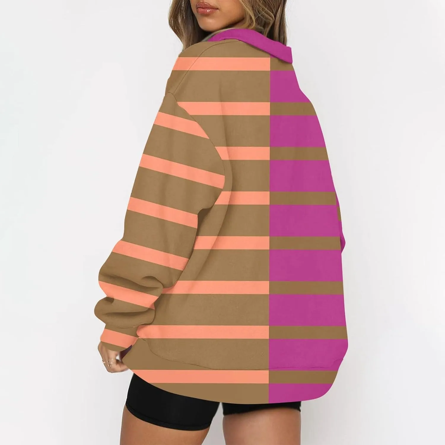 GOFULY 1/4 Zip Pullover Women Fall Color Block Oversized Sweatshirt Sexy Long Sleeve Pullover Tops Winter Cute Outfits 2024