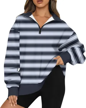 GOFULY 1/4 Zip Pullover Women Fall Color Block Oversized Sweatshirt Sexy Long Sleeve Pullover Tops Winter Cute Outfits 2024