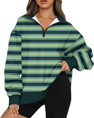 GOFULY 1/4 Zip Pullover Women Fall Color Block Oversized Sweatshirt Sexy Long Sleeve Pullover Tops Winter Cute Outfits 2024