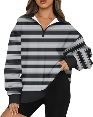 GOFULY 1/4 Zip Pullover Women Fall Color Block Oversized Sweatshirt Sexy Long Sleeve Pullover Tops Winter Cute Outfits 2024