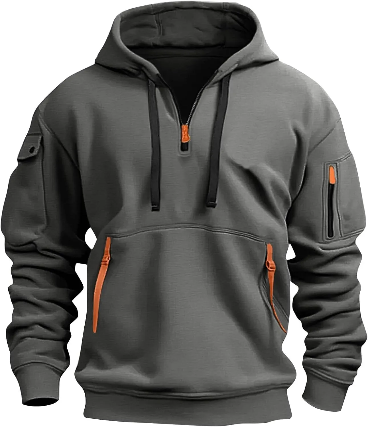 GOFULY Hoodies For Men Tactical Quarter Zip Pullover Stylish Sweatshirt Long Sleeve Big And Tall Hoodies With Pocket 2024
