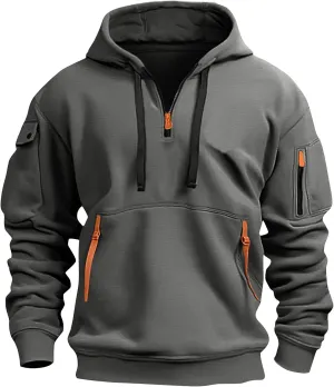 GOFULY Hoodies For Men Tactical Quarter Zip Pullover Stylish Sweatshirt Long Sleeve Big And Tall Hoodies With Pocket 2024