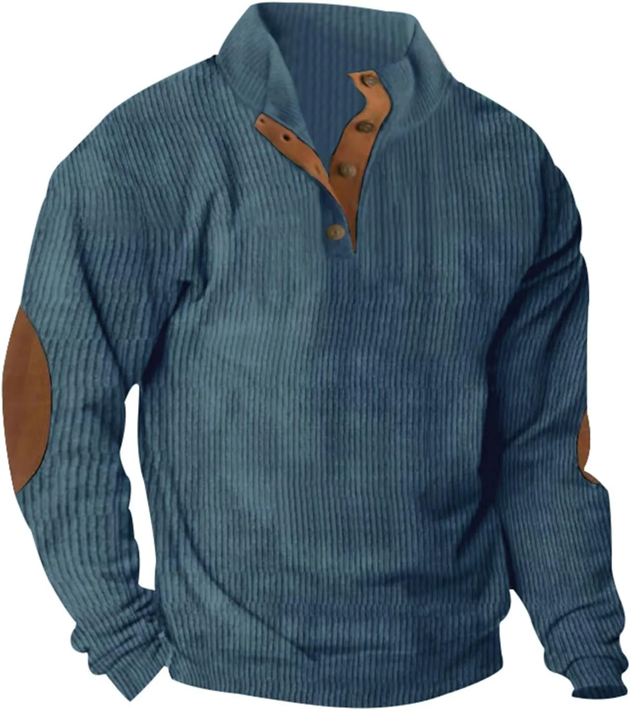 GOFULY Men'S Corduroy Sweatshirt Stand Collar Henley Quarter Button Pullover Long Sleeve Quilted Jacket Big And Tall Outfits