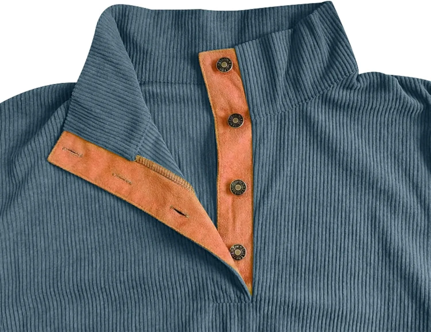 GOFULY Men'S Corduroy Sweatshirt Stand Collar Henley Quarter Button Pullover Long Sleeve Quilted Jacket Big And Tall Outfits