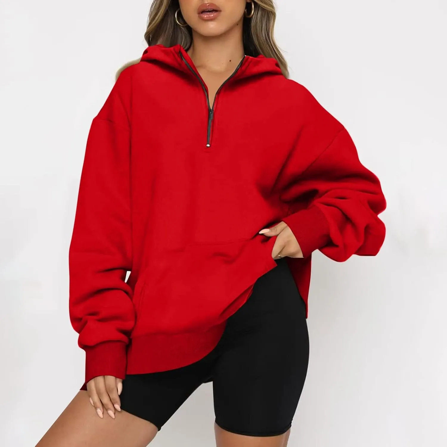 GOFULY Sweatshirt Women Oversized Fall 1/4 Zip Sweatshirt No Hoodie Winter Solid Long Sleeve Shirts Vintage Pullover Sweaters
