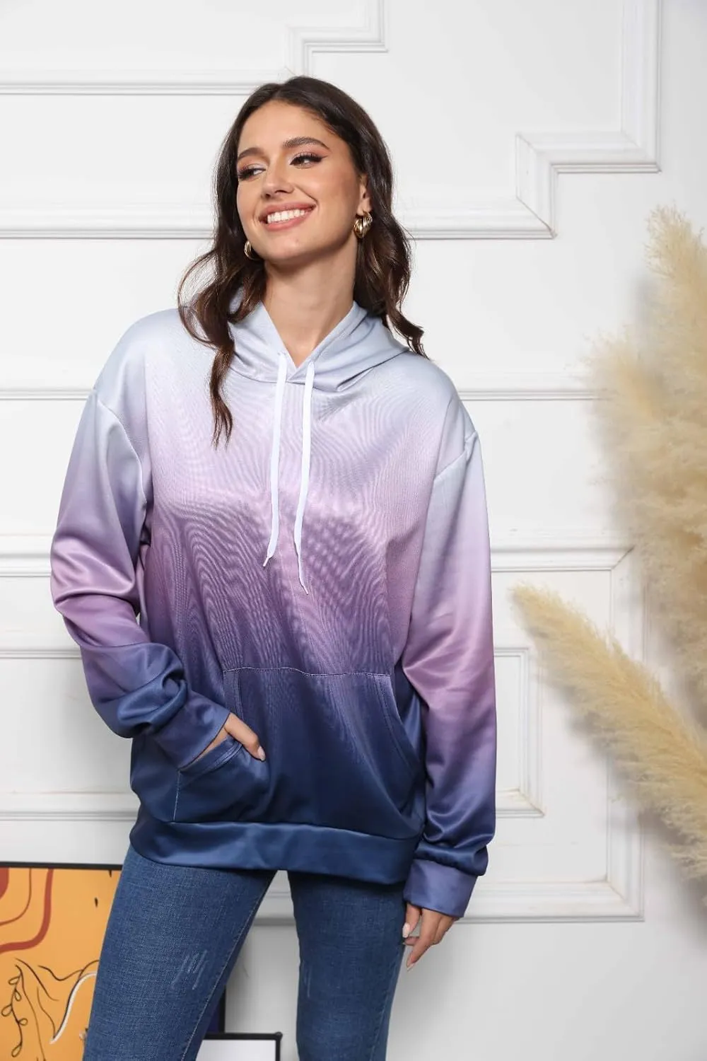 GOFULY Women'S Fashion Hoodies & Sweatshirts Long Sleeve Drawstring Sweatshirt Gradient Color Fall Pullover Hoodie 2024
