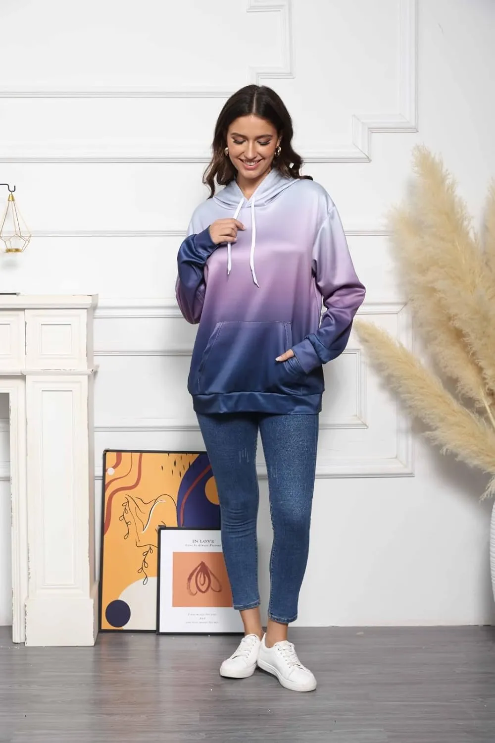 GOFULY Women'S Fashion Hoodies & Sweatshirts Long Sleeve Drawstring Sweatshirt Gradient Color Fall Pullover Hoodie 2024