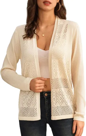 GRACE KARIN Womens Cardigan Casual Lightweight Long Sleeve Open Front Cardigans Sweater Hollow Out Cover ups