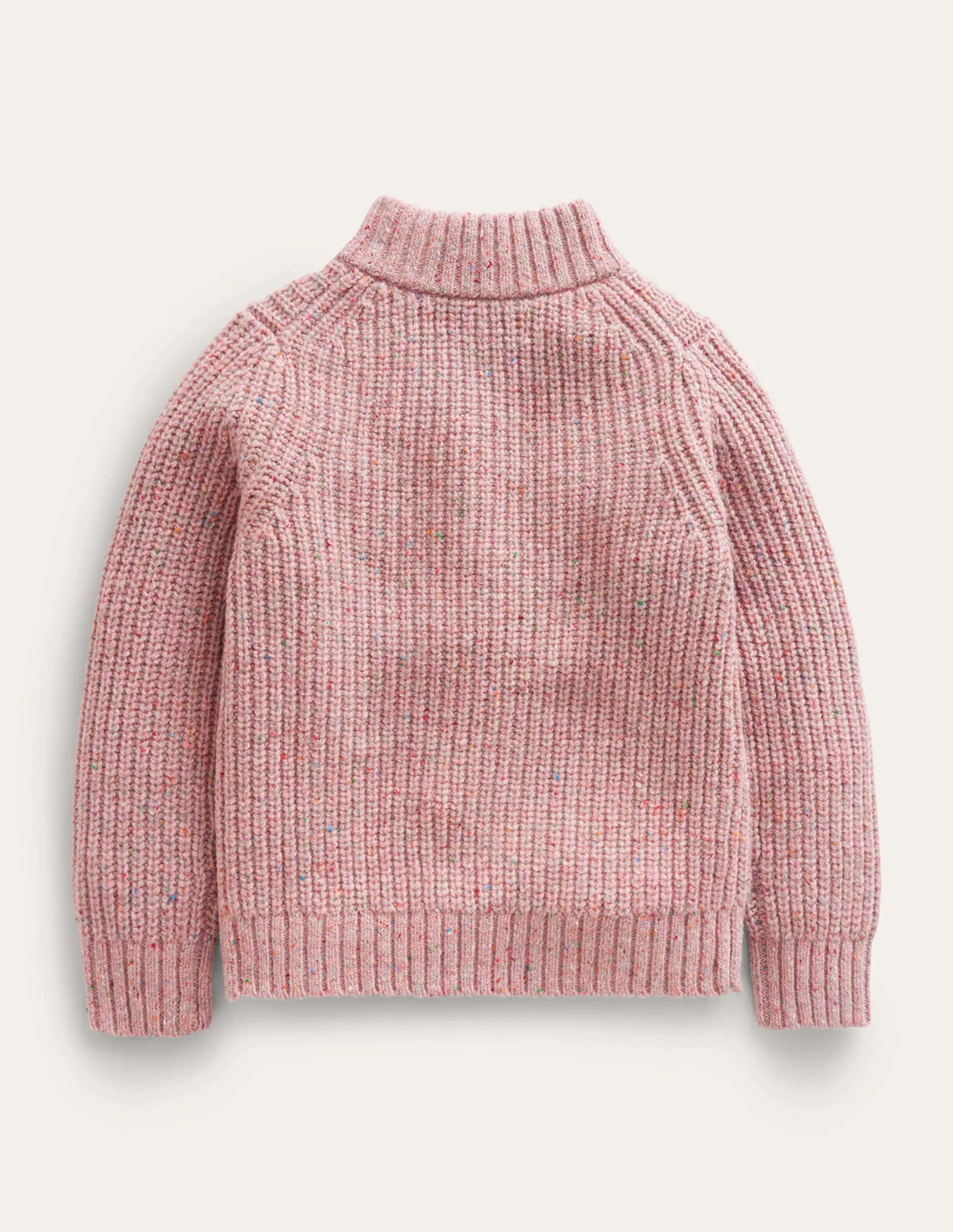 Half Zip Jumper-Pale Pink Neps