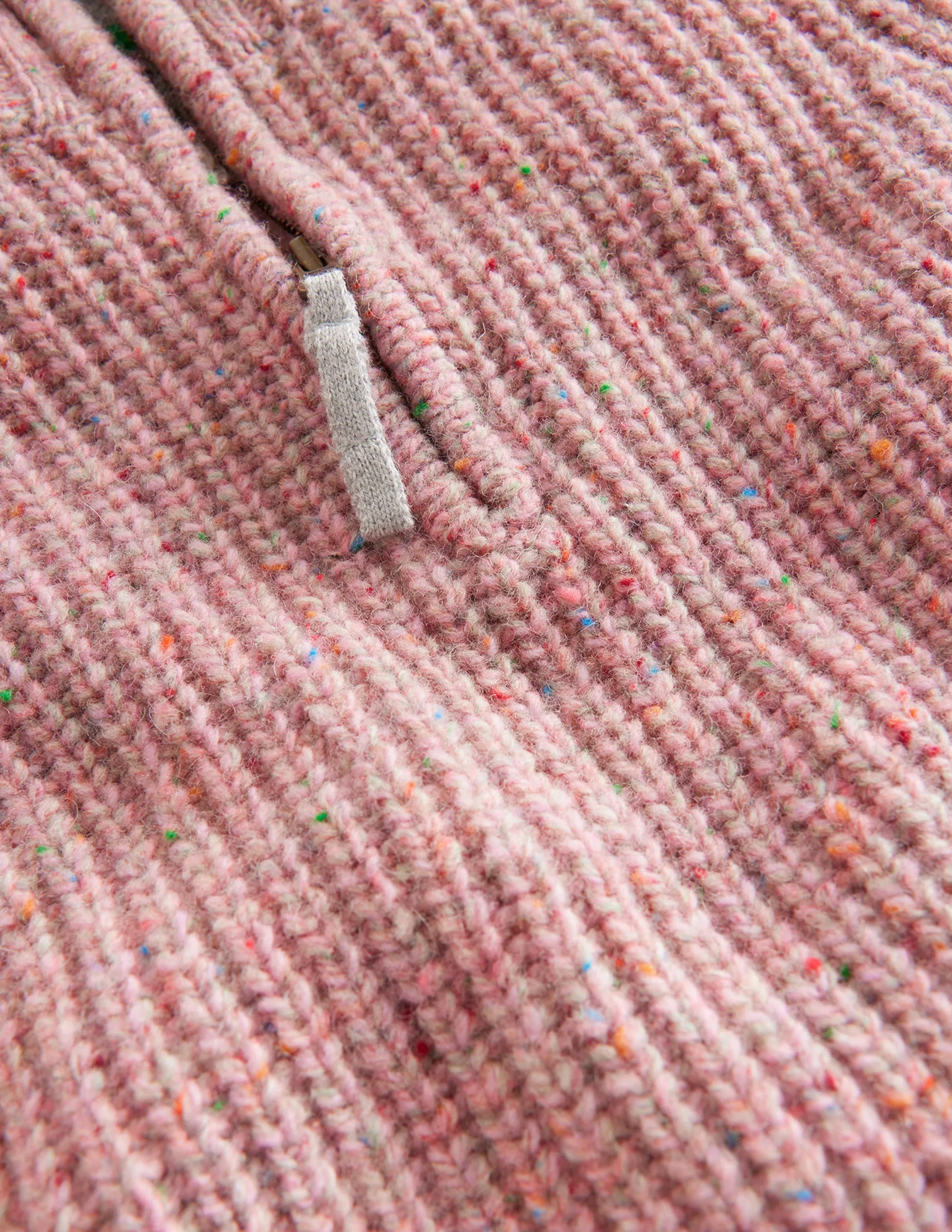 Half Zip Jumper-Pale Pink Neps