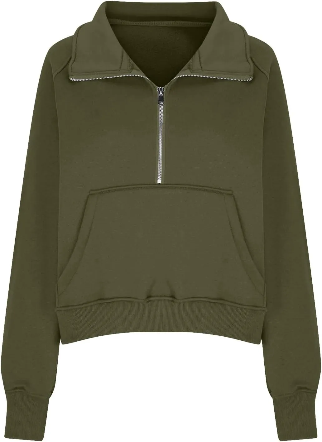 Half Zip Pullover Women Fleece Cropped Oversized Sweatshirt Pocket Quarter Zip Cute Sweatshirts with Thumb Holes